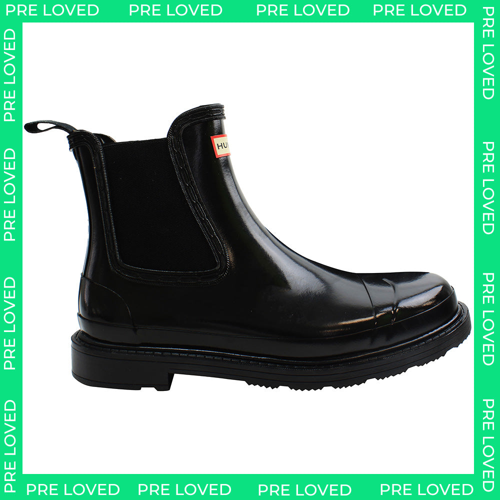 Hunter Commando Chelsea Gloss Womens Black Boots NO BOX