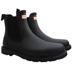 Hunter Commando Womens Black Chelsea Boots