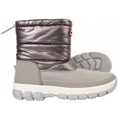 Hunter Metallic Womens Silver Snow Boots