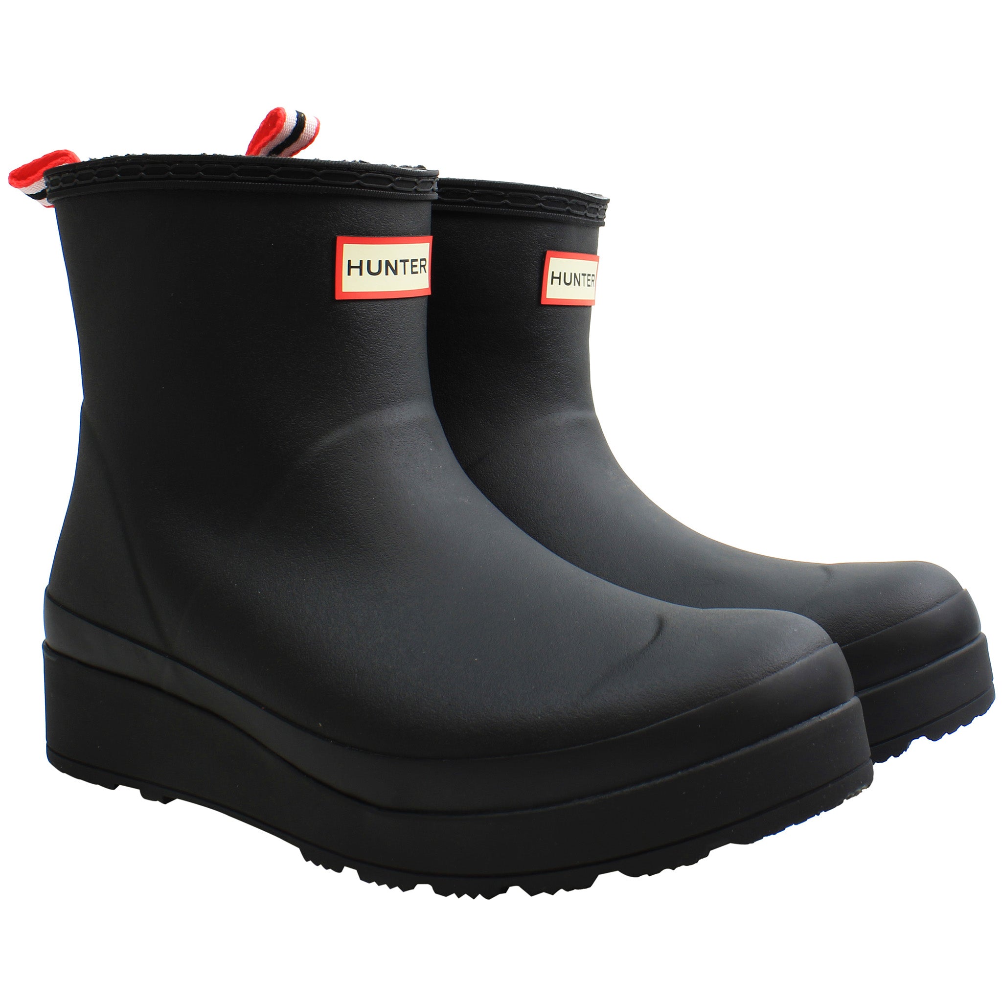 Hunter Play Shearling Insulated Short Womens Black Wellington Boots