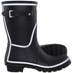 Hunter Short Reflective Outline Womens Black Wellington Boots