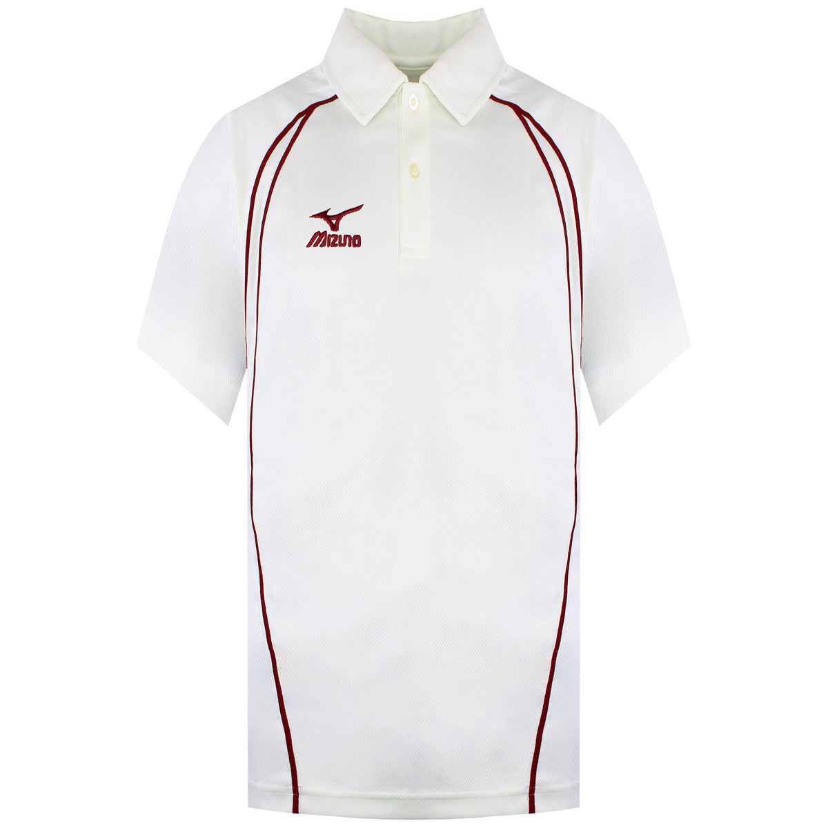 Mizuno Yokohama Kids Ivory/Red Cricket Polo Shirt
