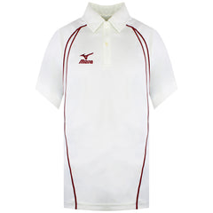 Mizuno Yokohama Kids Ivory/Red Cricket Polo Shirt