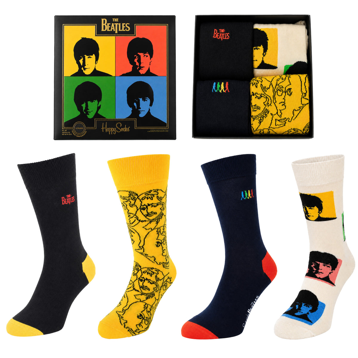 Happy Socks 4-Pack The Beatles Collection Multicolour Gift Set