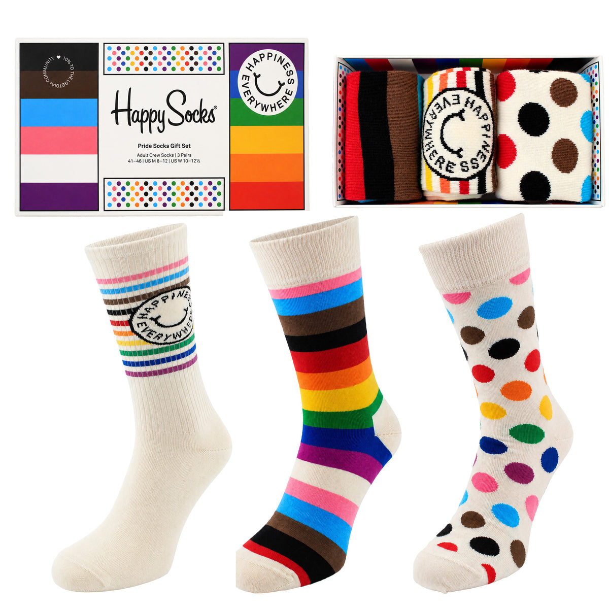Happy Socks 3-Pack Multicolour Pride Gift Set
