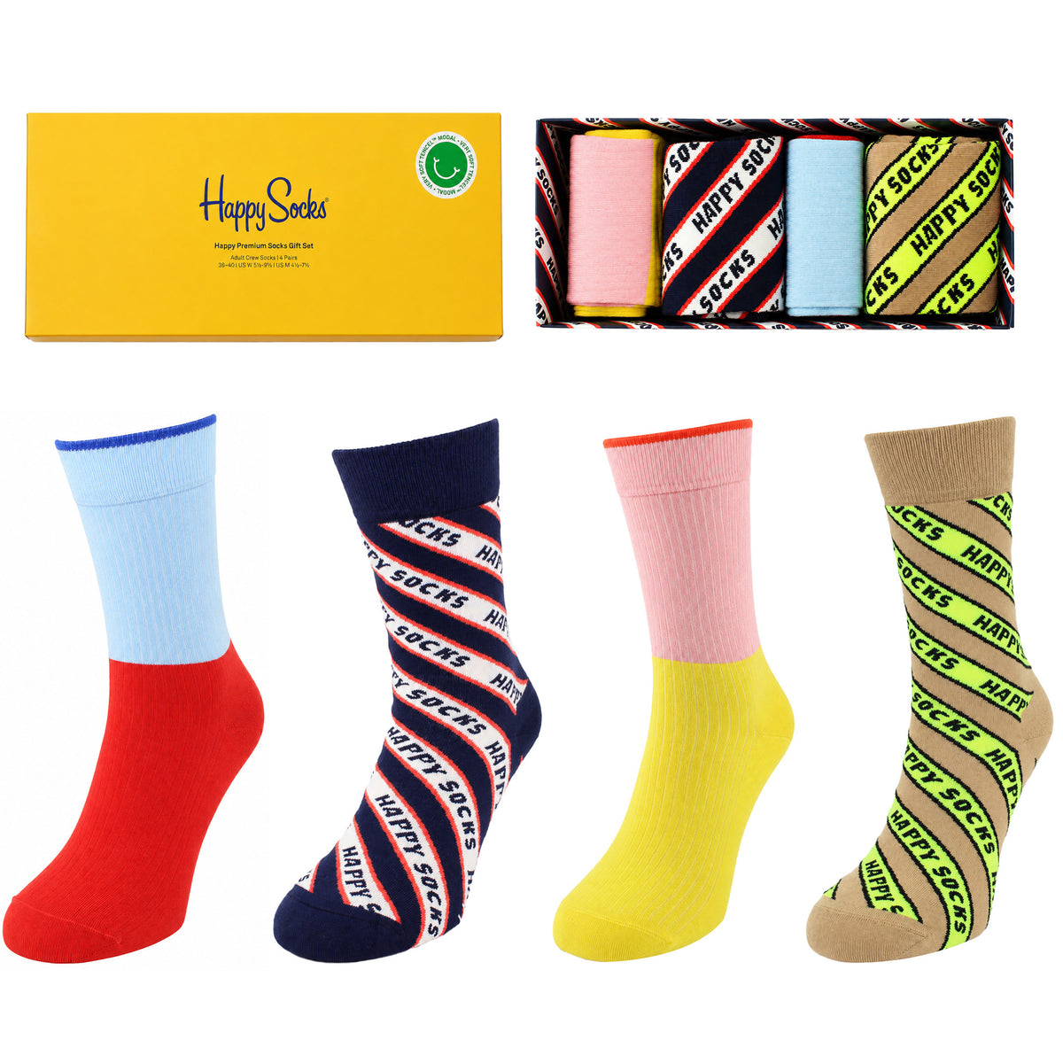 Happy Socks 4-Pack Multicolour Premium Gift Set