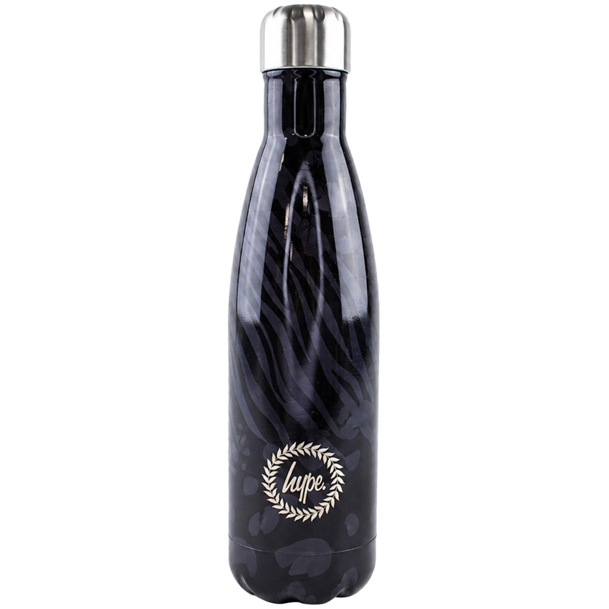 Hype Animal Print Black Water Bottle