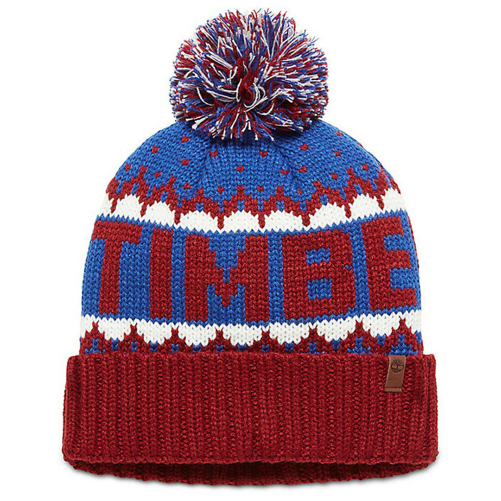 Timberland Knit in Cuffed Pom Womens Red Beanie