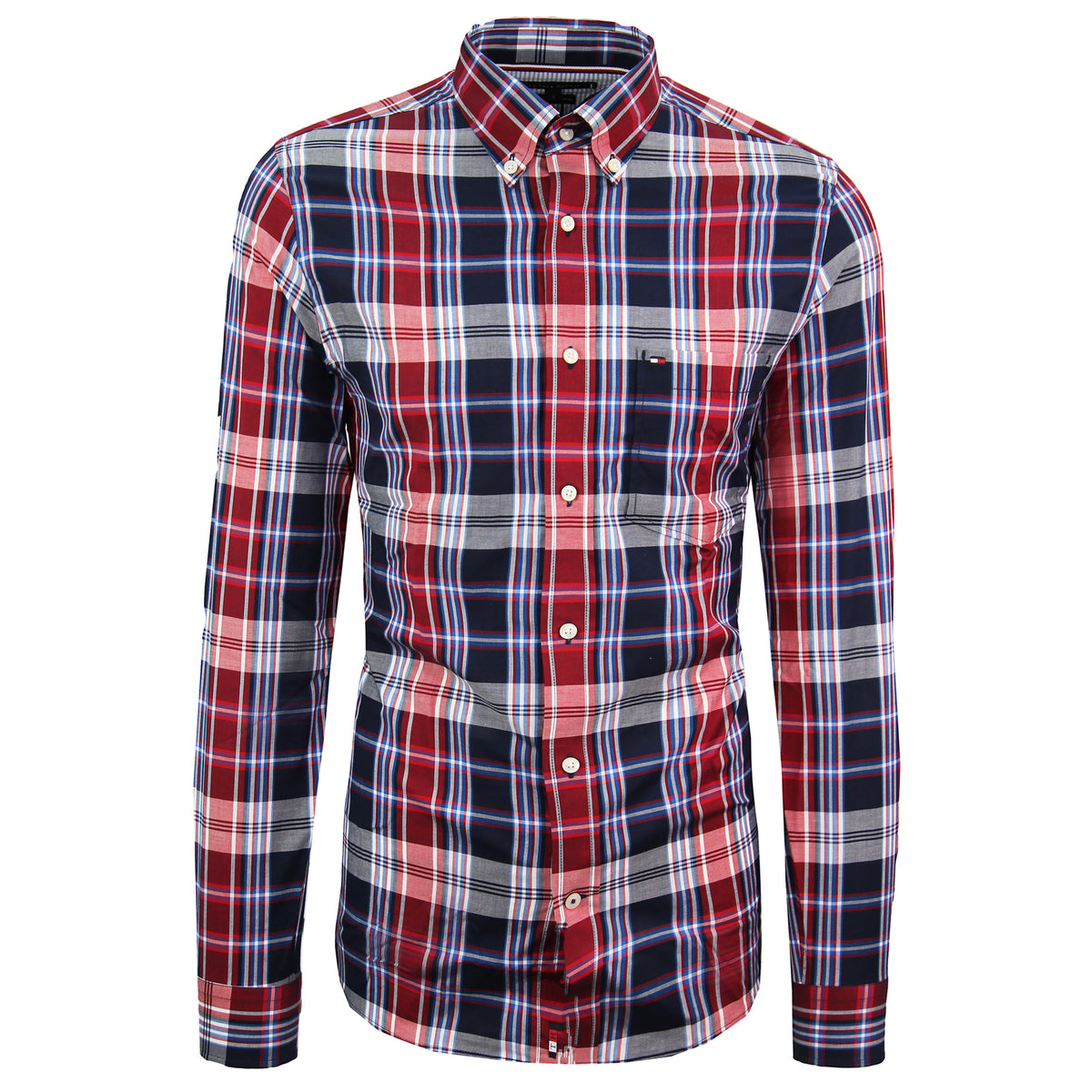 Tommy Hilfiger Reg Fit Long Sleeve Checkered Red Men Oxford Shirt MW0MW13723 0MS