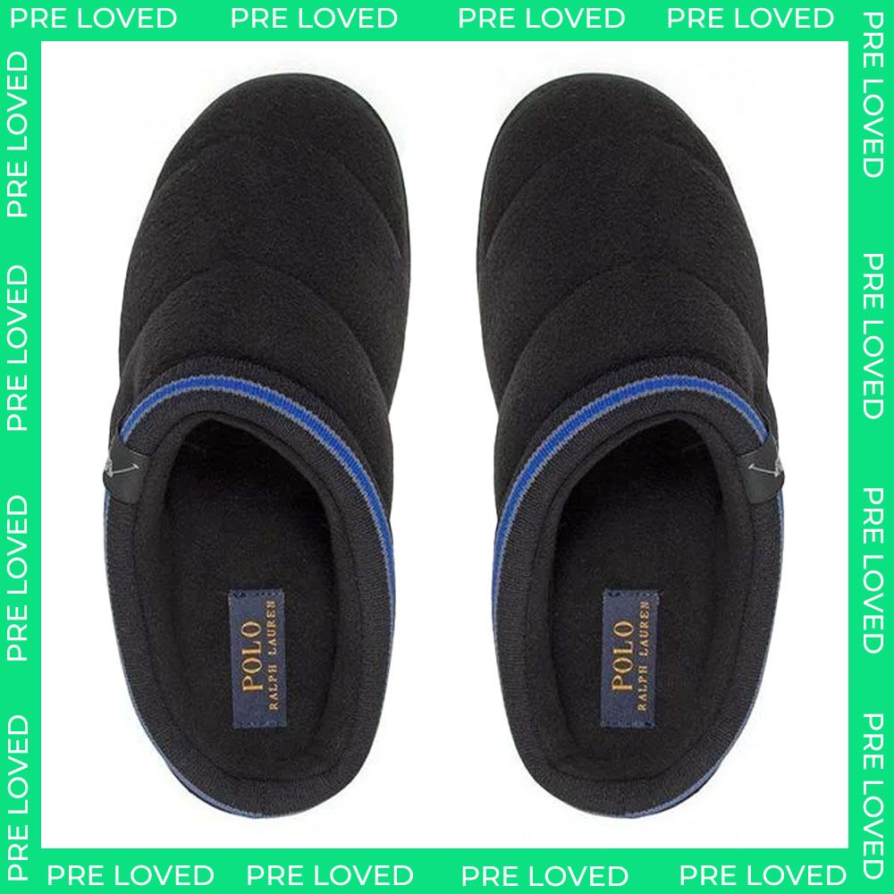 Ralph Lauren Button Scuff Black Mens Slippers NO BOX