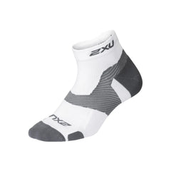 2XU Light Cush Mens White/Grey 1/4 Crew Socks