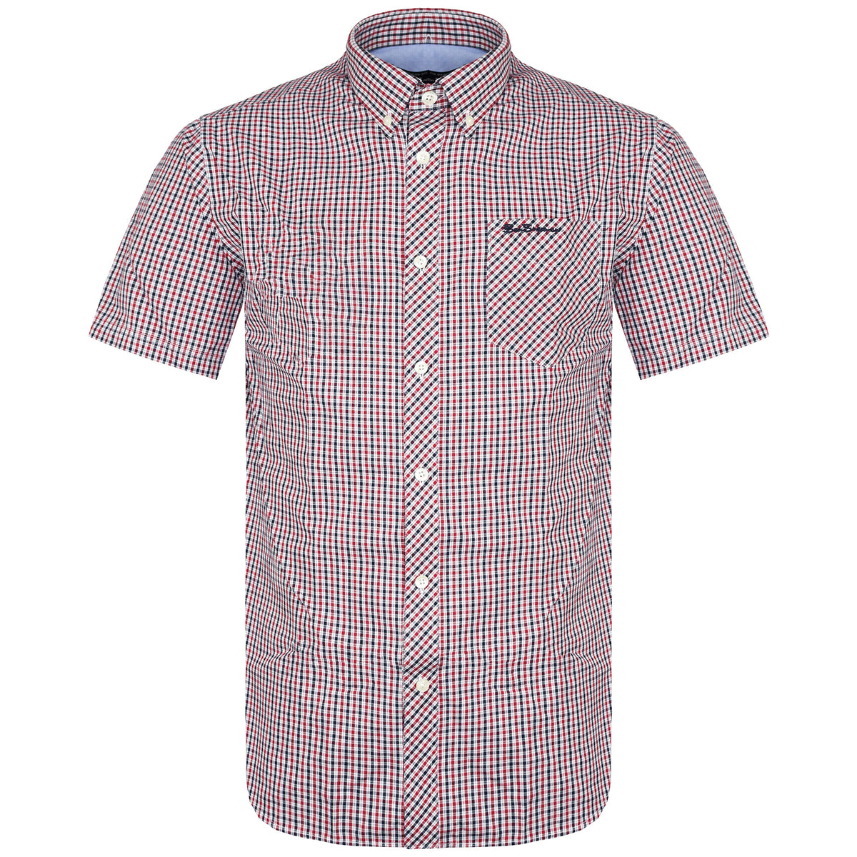 Ben Sherman Checkered Mens Red Oxford Shirt