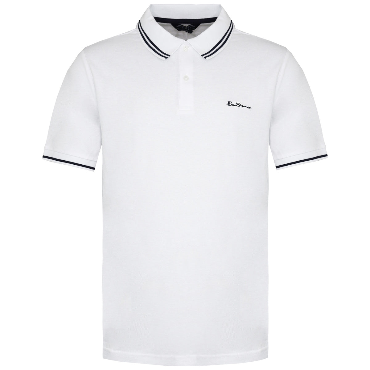 Ben Sherman Twin Tipped Mens White Polo Shirt