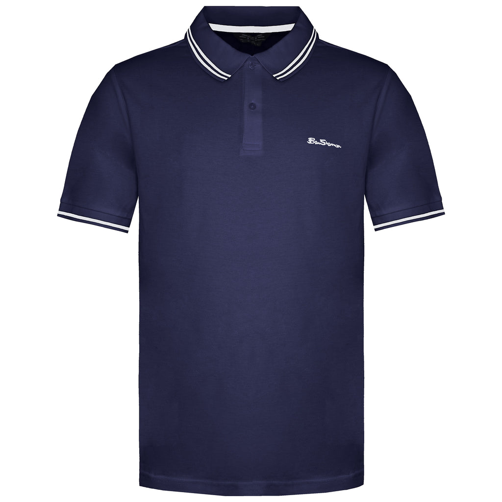 Ben Sherman Twin Tipped Mens Navy/White Polo Shirt