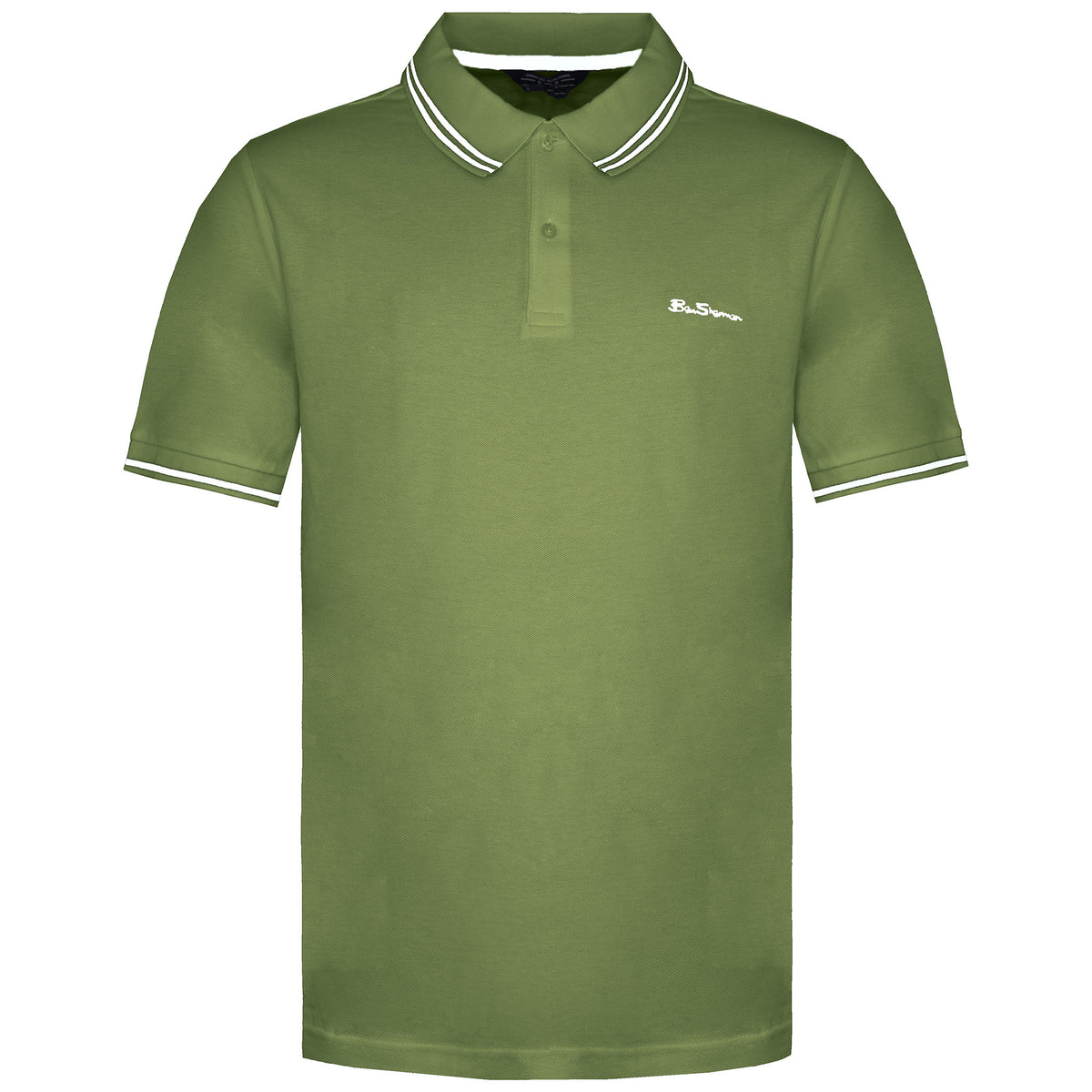 Ben Sherman Twin Tipped Mens Olive/White Polo Shirt