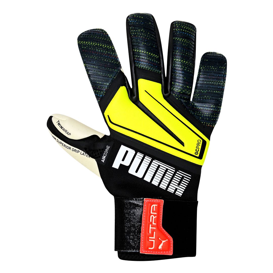 Puma Ultra Grip 1 Hybrid Pro Mens Black/Yellow Goalkeeper Gloves