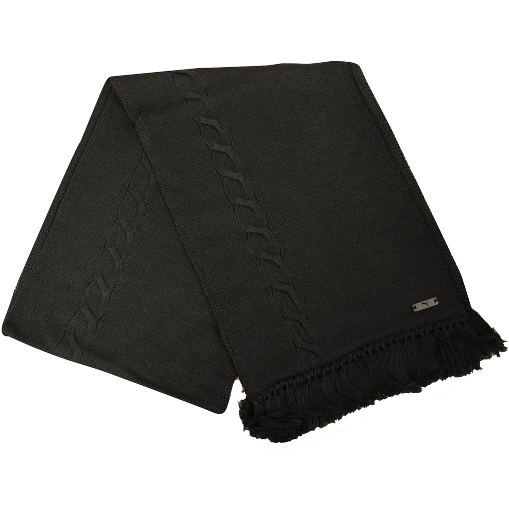 Puma Cable Knit Unisex Black Winter Scarf