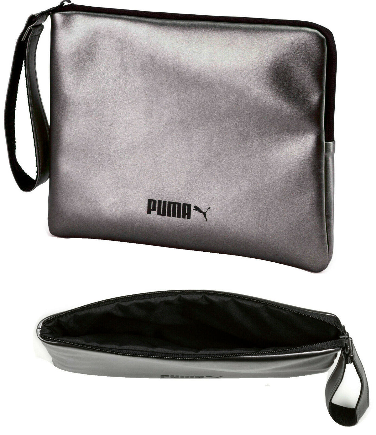 Puma Classic Womens Metallic Silver Clutch Bag