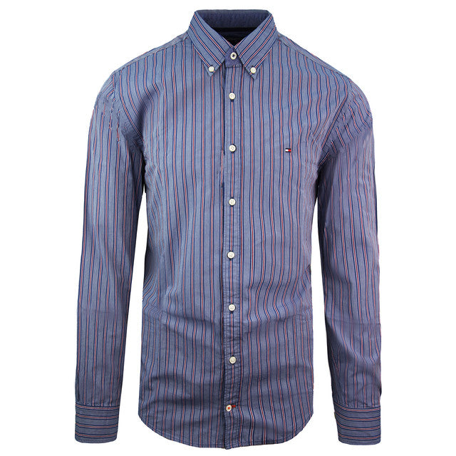 Tommy Hilfiger New York Fit Blue Long Sleeve Mens Cotton Shirt