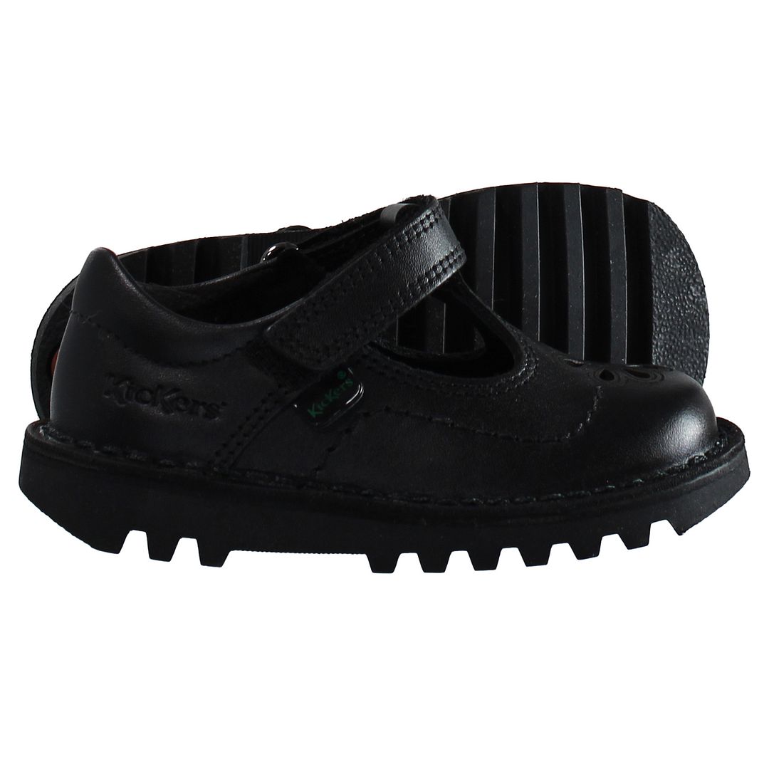 Kickers T-Bar Flutter Kids Black Shoes