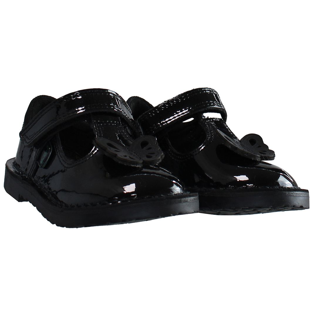 Kickers T-Bar Flutter Kids Black Shoes