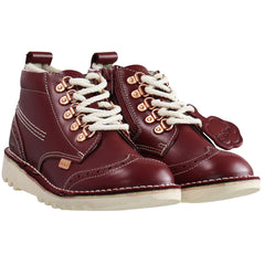 Kickers Fur Hiker Kids Burgundy Boots