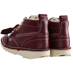 Kickers Fur Hiker Kids Burgundy Boots