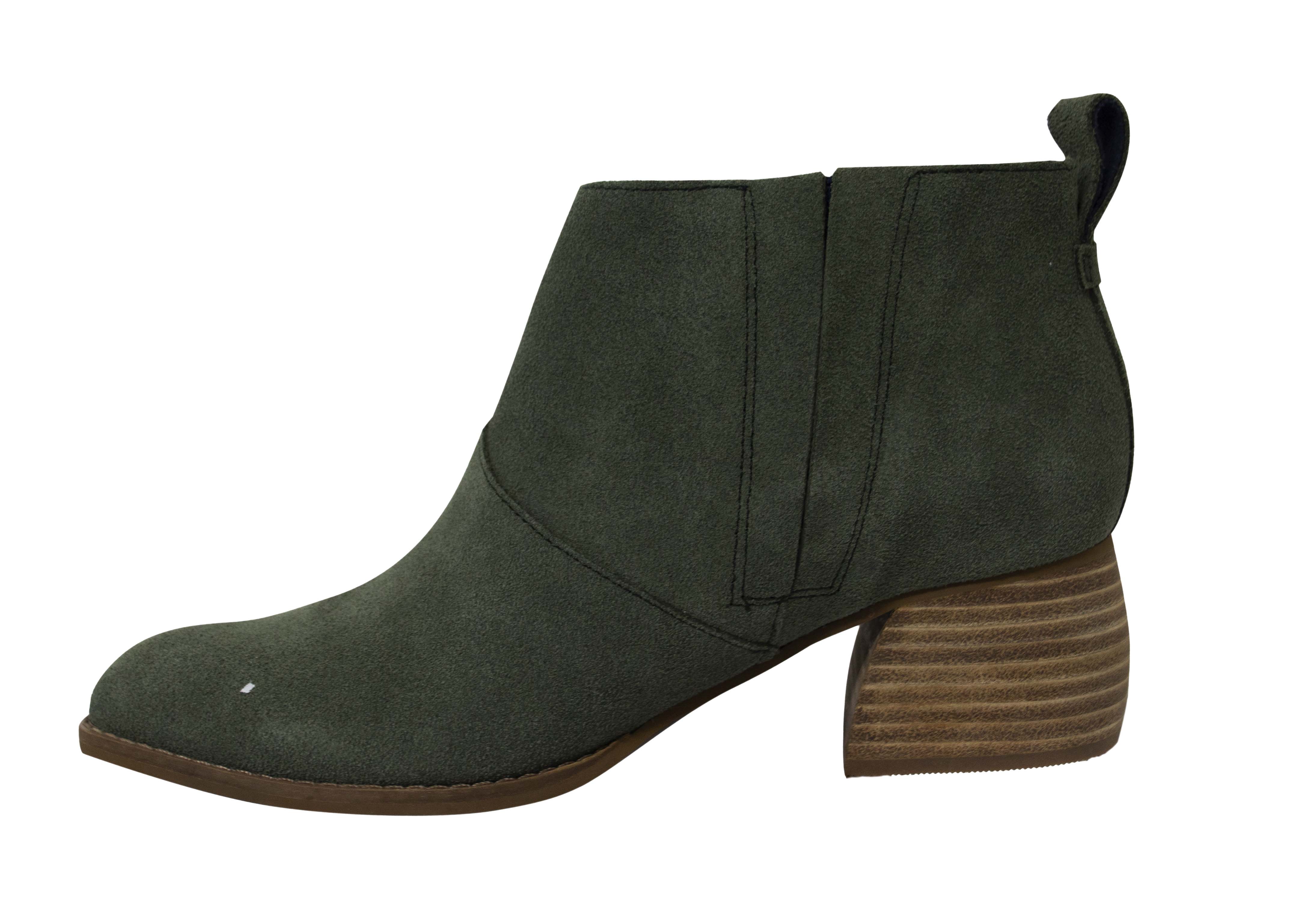 Toms Leilani Olive Block Heel Boots - Womens