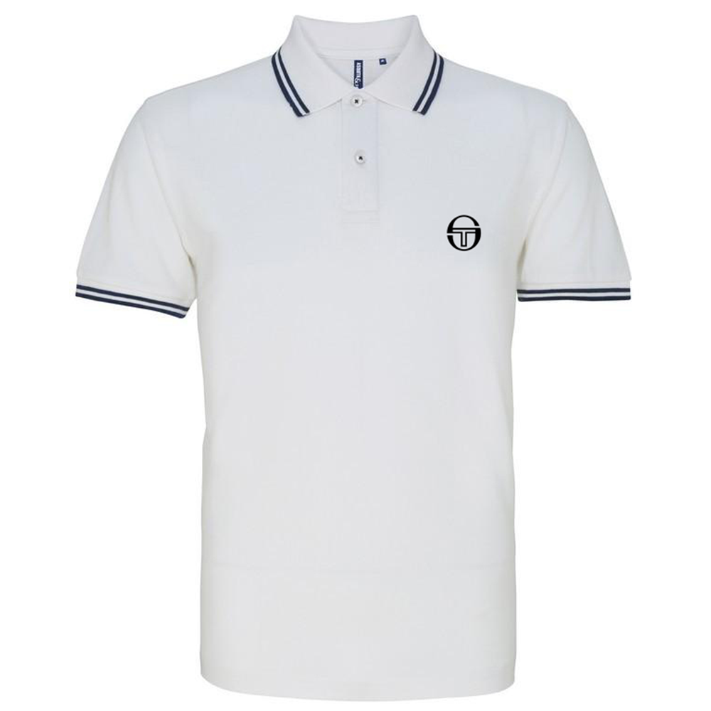 Sergio Tacchini Iconic Stripe Mens White/Blue Polo Shirt