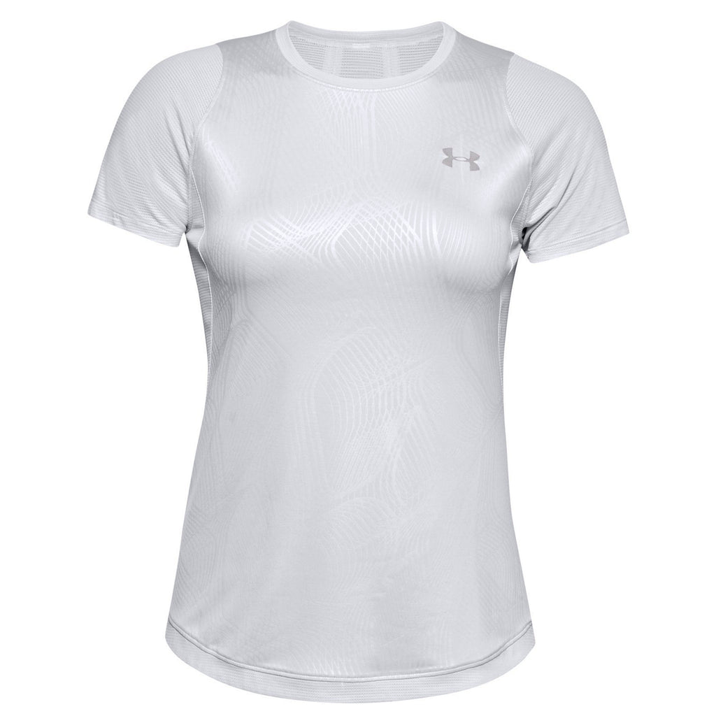 Under Armour Womens Qualifier T-Shirt Embossed Top Ice 1350179 014