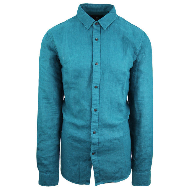 Scotch & Soda Regular Fit Linen Mens Blue Shirt