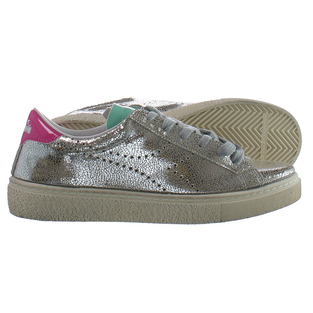 Diadora Montecarlo H Lame'Dirty Womens Silver Trainers