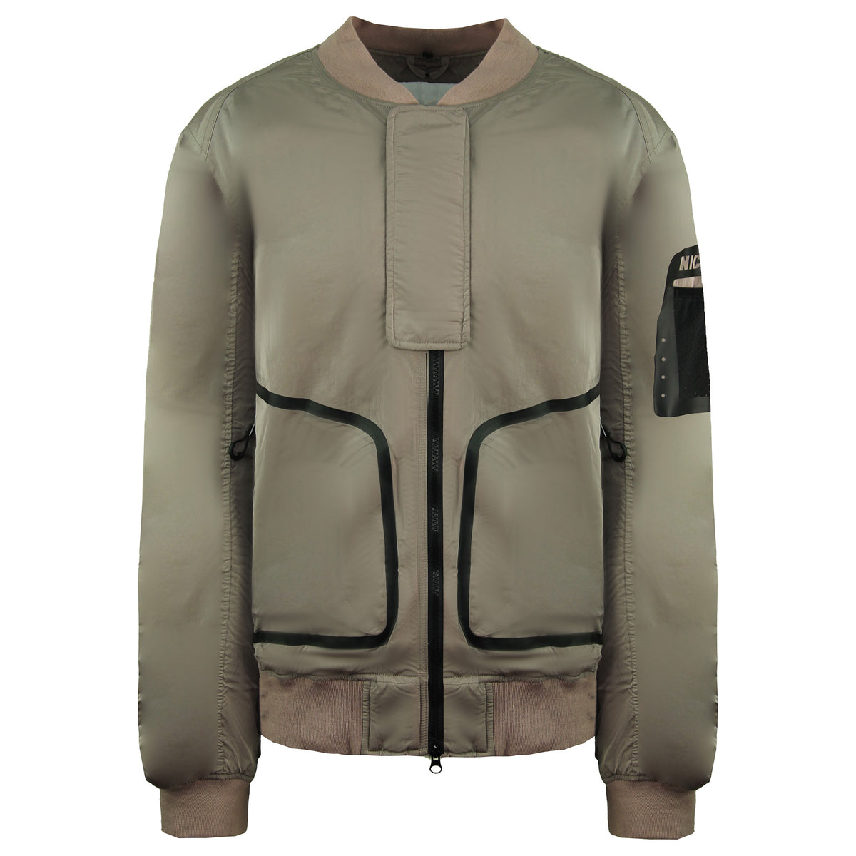 Nicce Reflective Mens Khaki Bomber Jacket