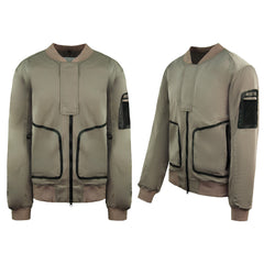 Nicce Reflective Mens Khaki Bomber Jacket