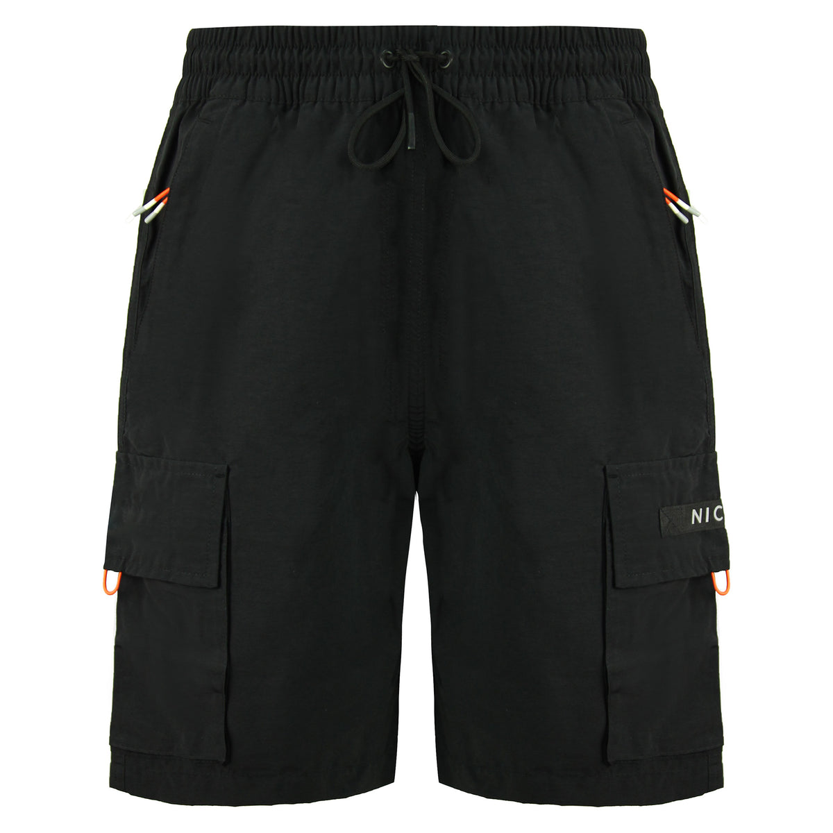 Nicce Meru Reflective Mens Black Cargo Shorts