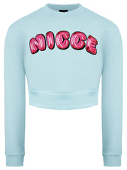 Nicce Caddel Womens Light Blue Cropped Sweater