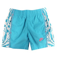 Nike Little Girls White Blue Swimming Trunks