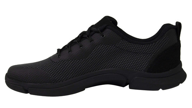 Clarks Triken Jump Black Textile Low Lace Up Trainers - Mens