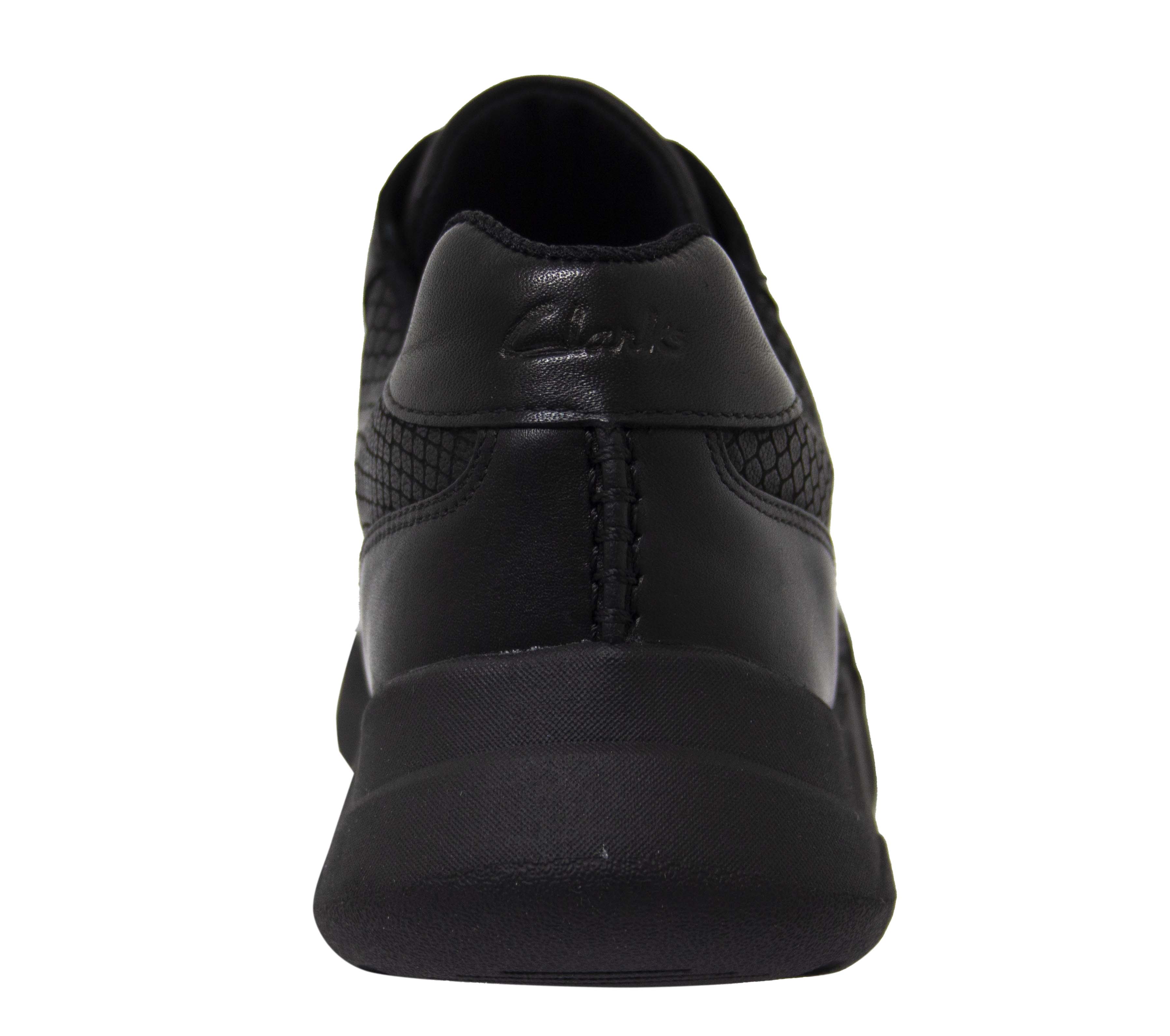 Clarks Sift Lace Black Leather Textile Low Lace Up Trainers - Mens