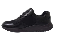 Clarks Sift Lace Black Leather Textile Low Lace Up Trainers - Mens