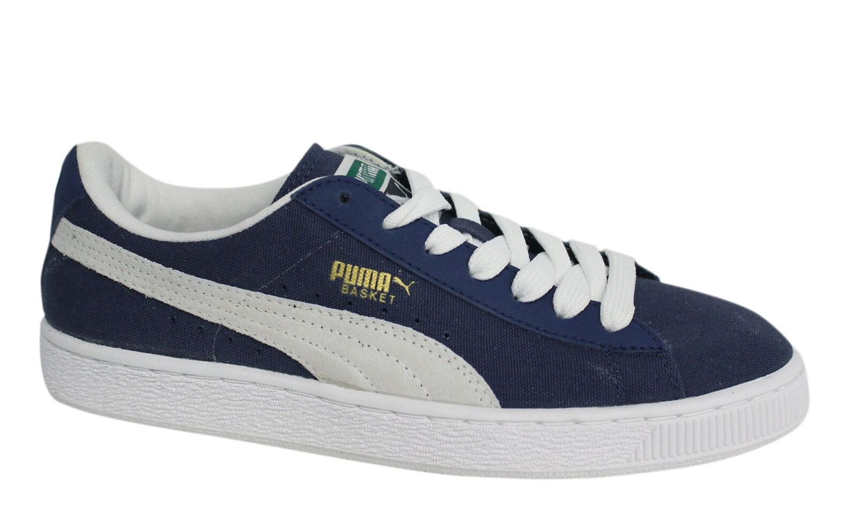 Puma Basket Classics Navy White Lace Up Mens Trainers 356174 05 B11D