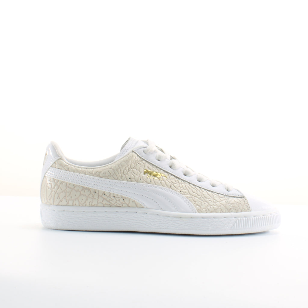 Puma Basket Crocodile Mens White Trainers