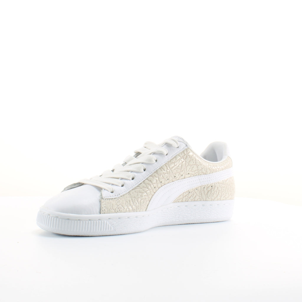 Puma Basket Crocodile Mens White Trainers