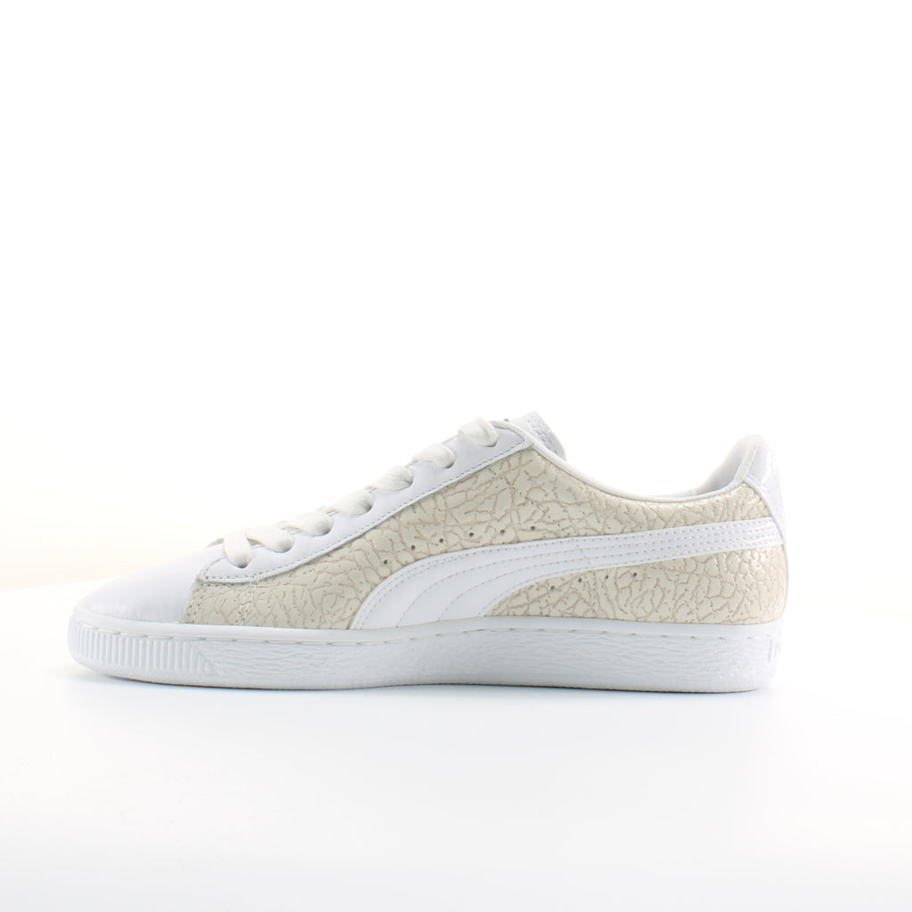 Puma Basket Crocodile Mens White Trainers