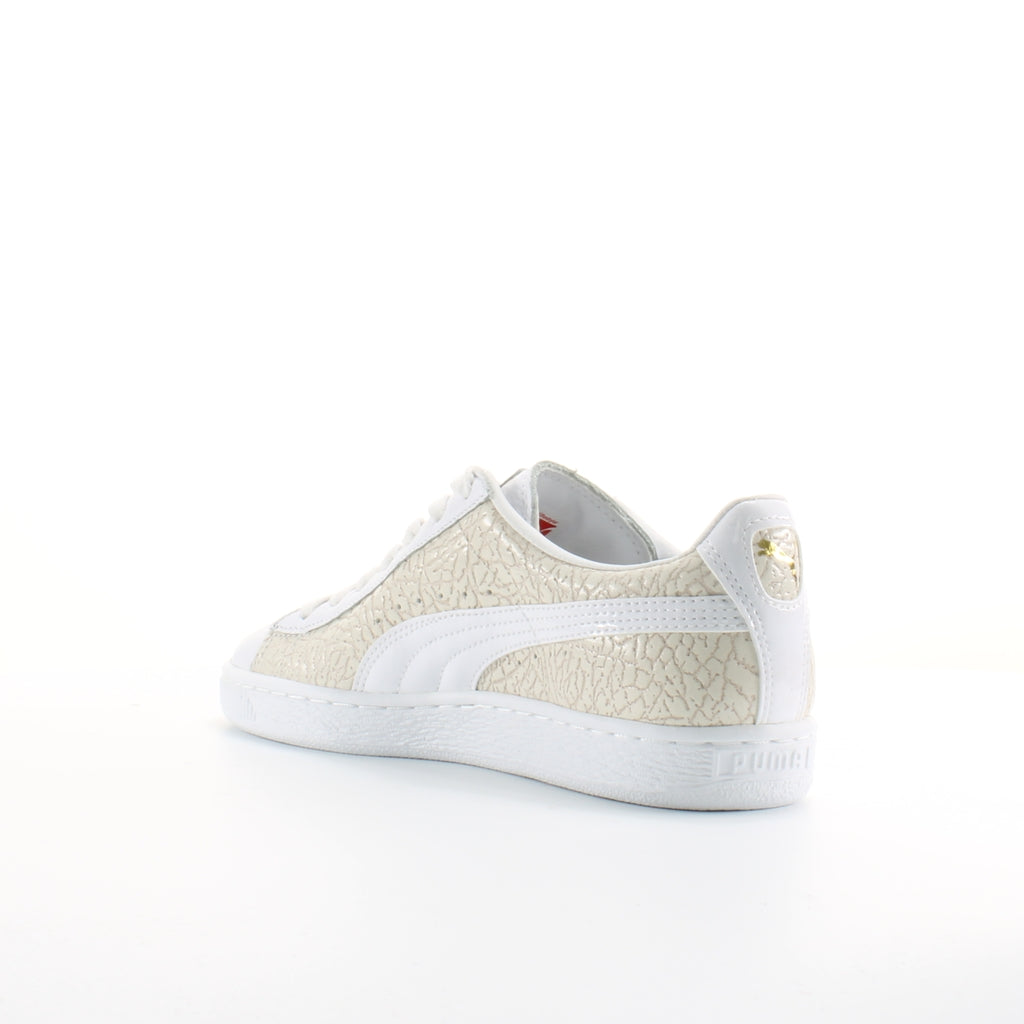 Puma Basket Crocodile Mens White Trainers