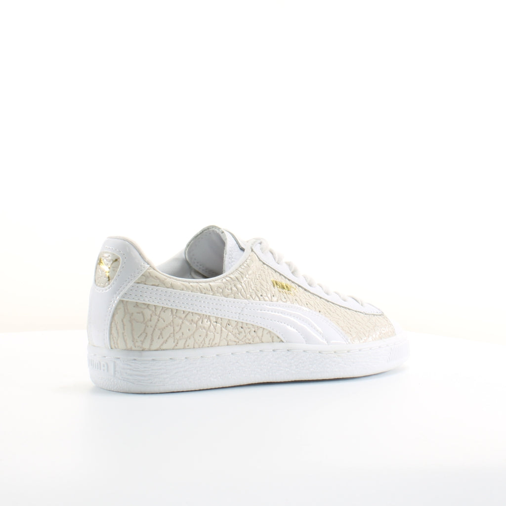 Puma Basket Crocodile Mens White Trainers