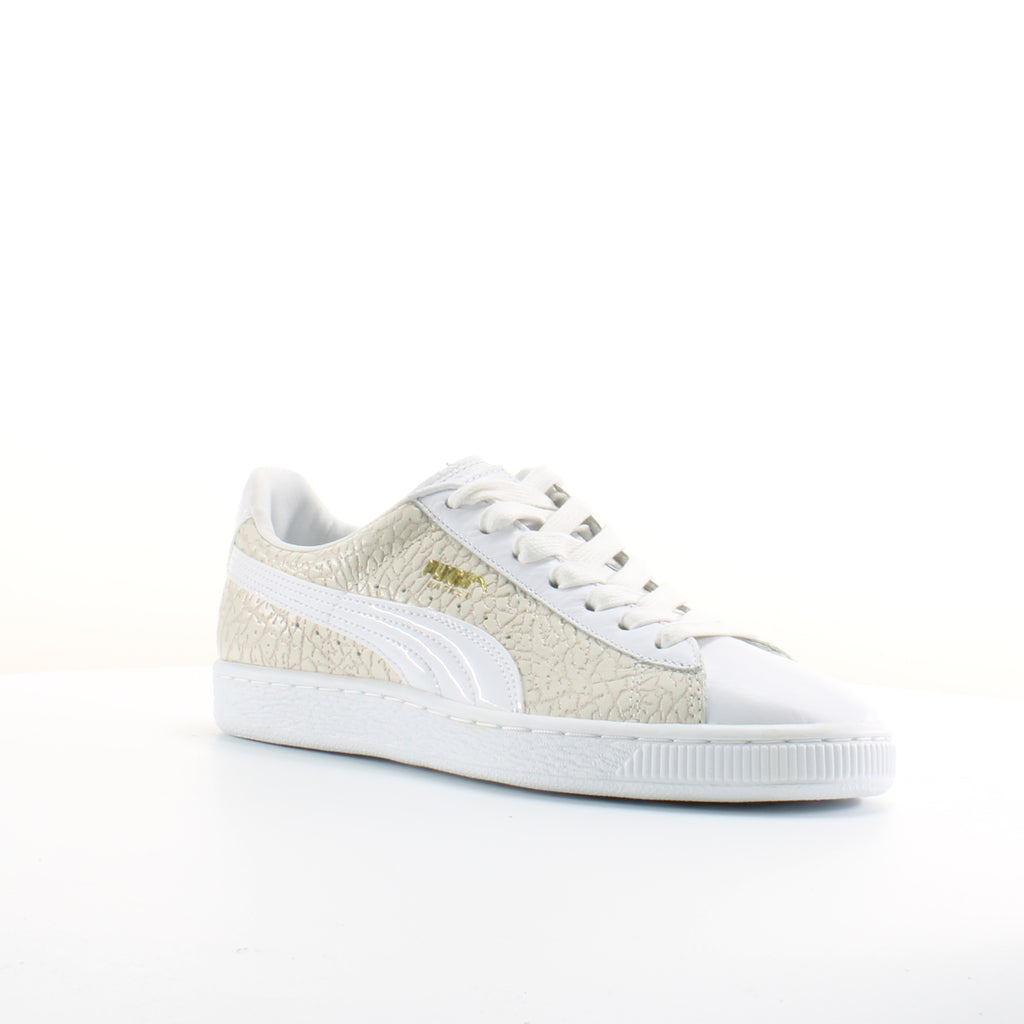 Puma Basket Crocodile Mens White Trainers