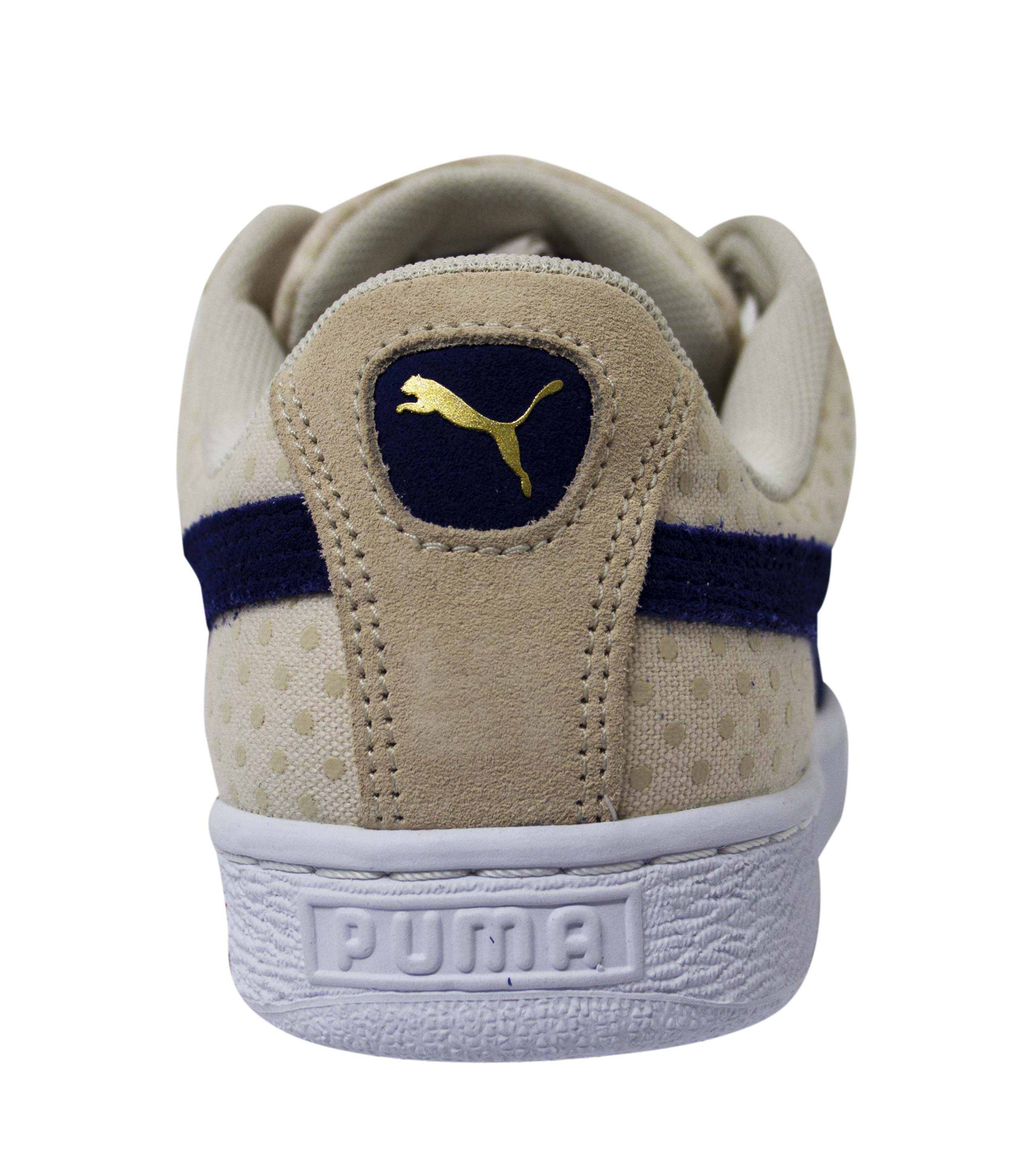 Puma Basket Heart Denim Womens Beige Textile Lace Up Trainers 363371 03