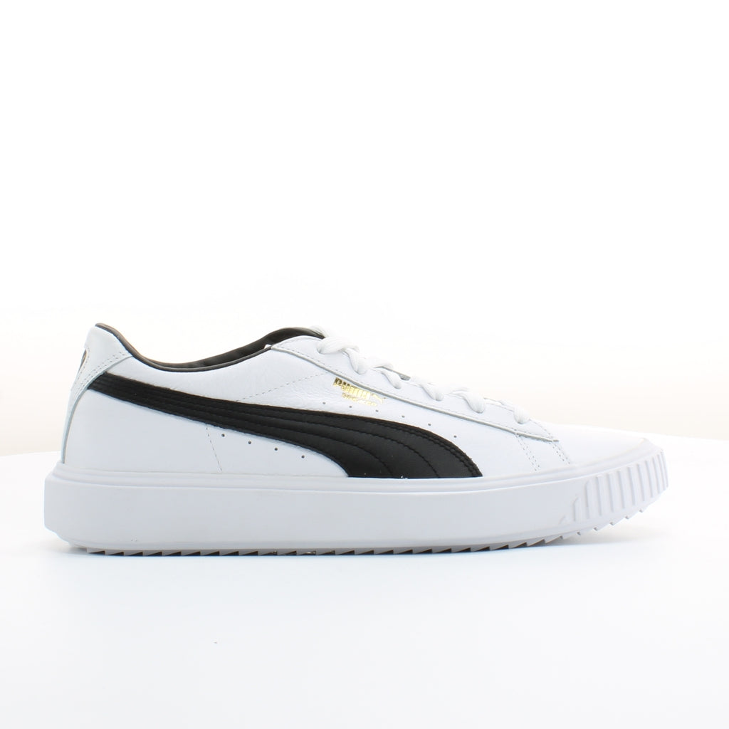 Puma Breaker White Leather Mens Lace Up Trainers 366078 02