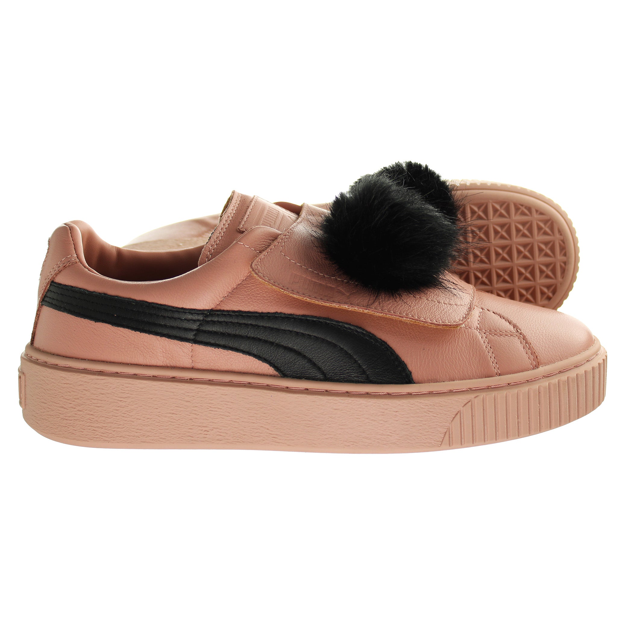 Puma Basket Platform PomPom Womens Pink Trainers